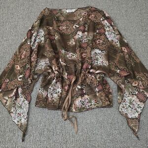 Jaipur Sheer Floral Fairy Top Womens M Flutter Sleeve Whimsigoth Y2K Goth